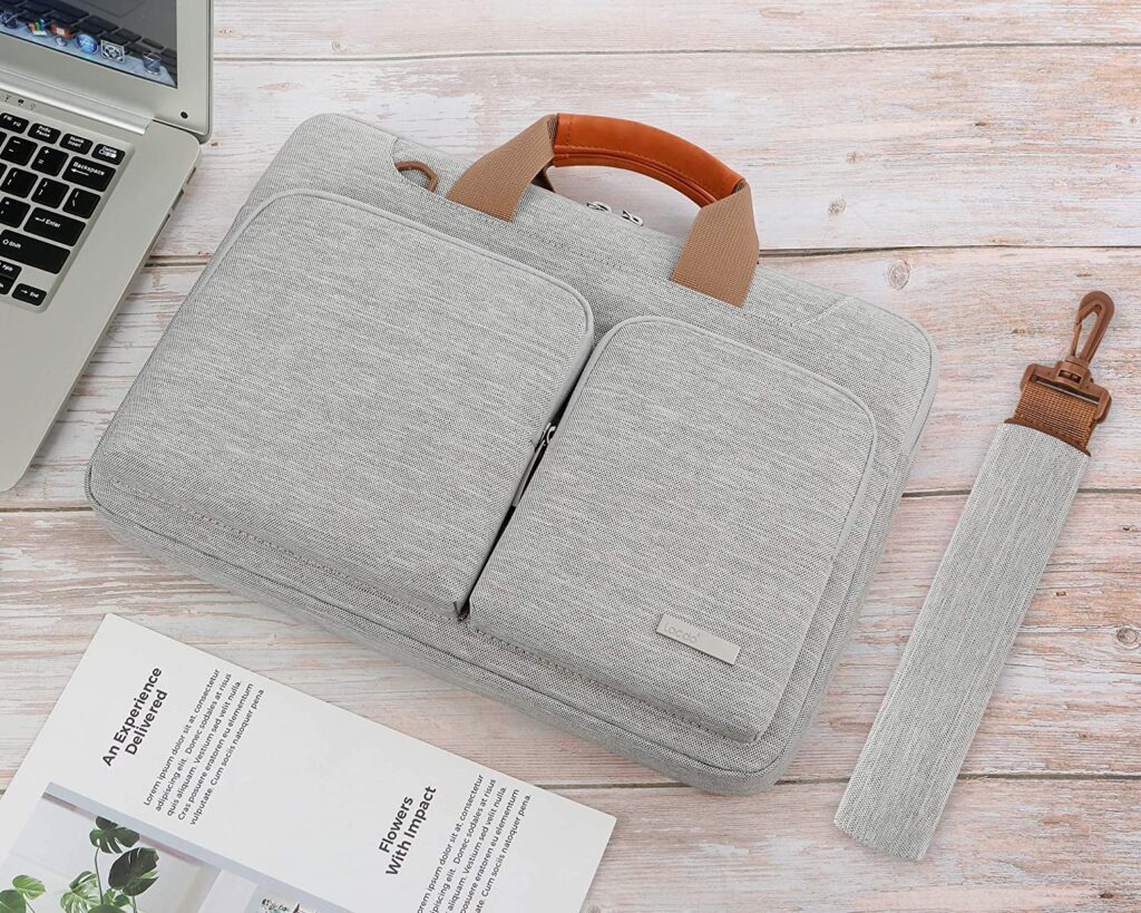 sac gris pour ordinateur portable